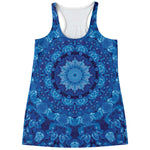 Blue Crystal Kaleidoscope Print Women's Racerback Tank Top