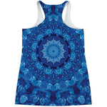 Blue Crystal Kaleidoscope Print Women's Racerback Tank Top