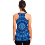 Blue Crystal Kaleidoscope Print Women's Racerback Tank Top