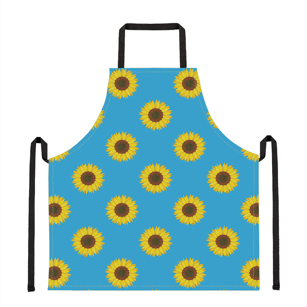 Blue Cute Sunflower Pattern Print Apron