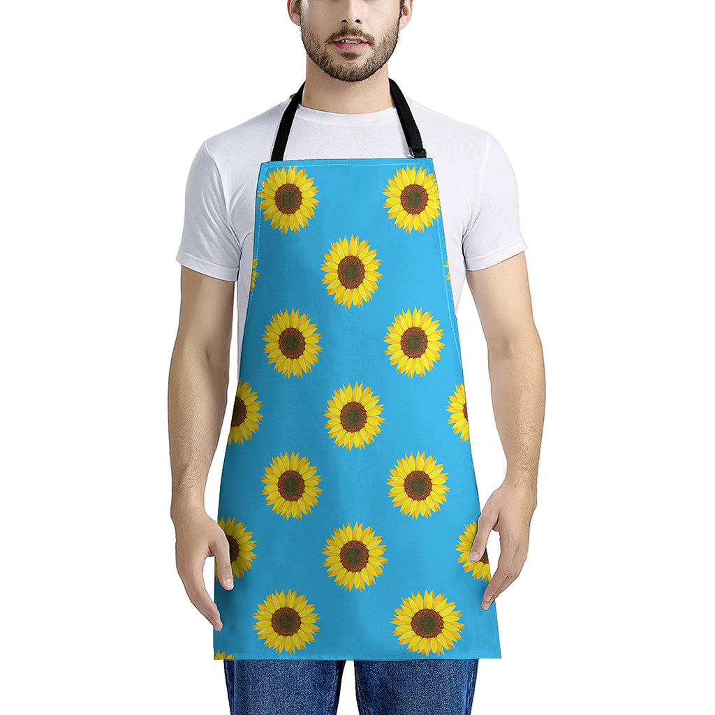 Blue Cute Sunflower Pattern Print Apron