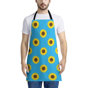 Blue Cute Sunflower Pattern Print Apron