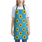 Blue Cute Sunflower Pattern Print Apron