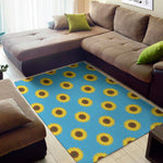 Blue Cute Sunflower Pattern Print Area Rug