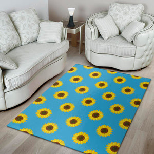 Blue Cute Sunflower Pattern Print Area Rug