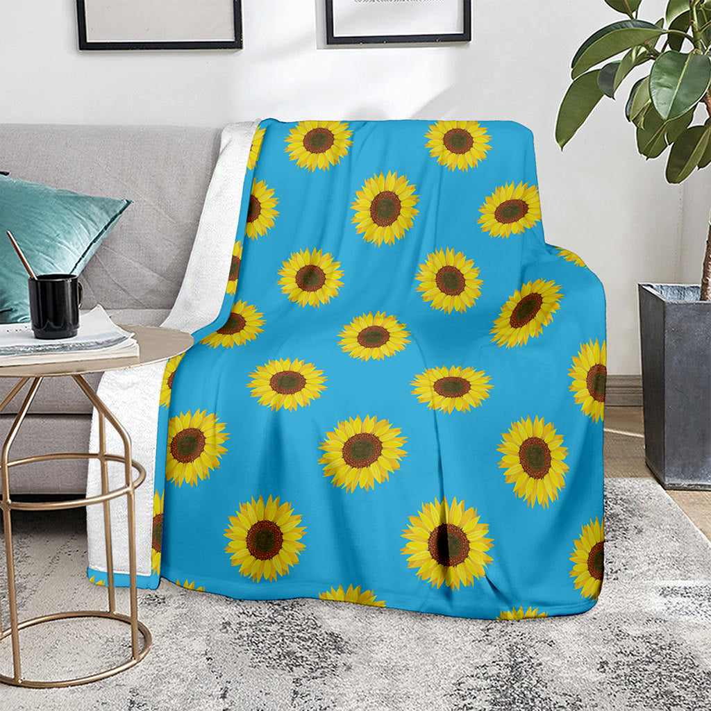 Blue Cute Sunflower Pattern Print Blanket