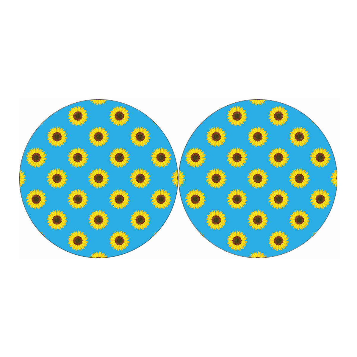Blue Cute Sunflower Pattern Print Car Coasters