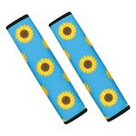 Blue Cute Sunflower Pattern Print Car Seat Belt Covers