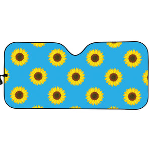 Blue Cute Sunflower Pattern Print Car Sun Shade