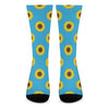 Blue Cute Sunflower Pattern Print Crew Socks