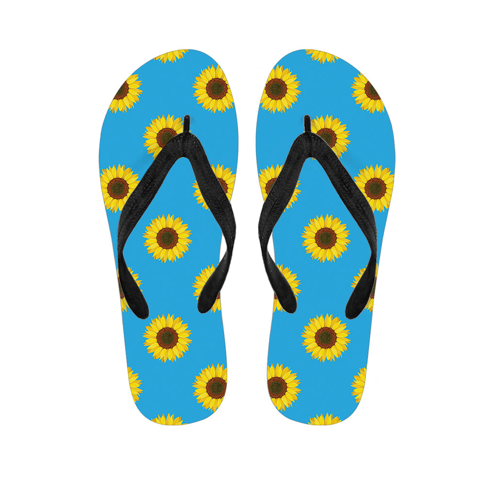 Blue Cute Sunflower Pattern Print Flip Flops