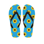 Blue Cute Sunflower Pattern Print Flip Flops