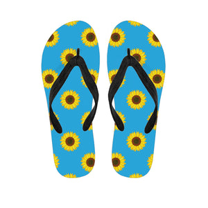 Blue Cute Sunflower Pattern Print Flip Flops