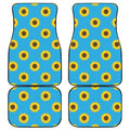 Blue Cute Sunflower Pattern Print Front and Back Car Floor Mats