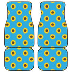 Blue Cute Sunflower Pattern Print Front and Back Car Floor Mats