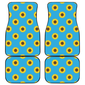 Blue Cute Sunflower Pattern Print Front and Back Car Floor Mats