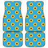 Blue Cute Sunflower Pattern Print Front and Back Car Floor Mats