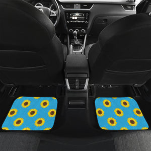 Blue Cute Sunflower Pattern Print Front and Back Car Floor Mats