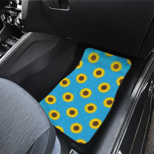 Blue Cute Sunflower Pattern Print Front and Back Car Floor Mats