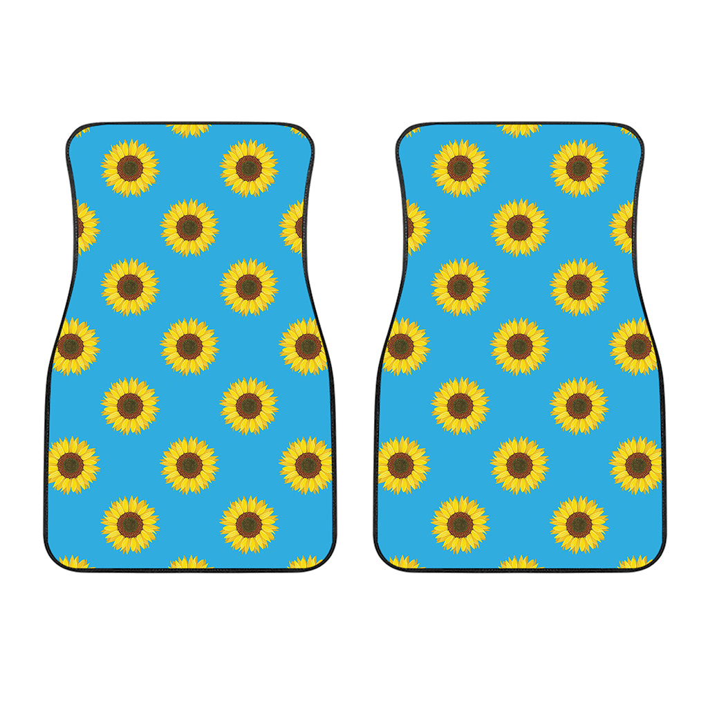 Blue Cute Sunflower Pattern Print Front Car Floor Mats