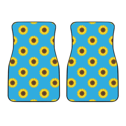 Blue Cute Sunflower Pattern Print Front Car Floor Mats