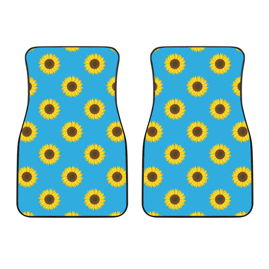 Blue Cute Sunflower Pattern Print Front Car Floor Mats