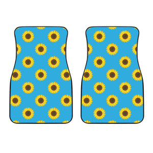Blue Cute Sunflower Pattern Print Front Car Floor Mats
