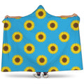 Blue Cute Sunflower Pattern Print Hooded Blanket