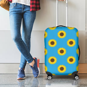 Blue Cute Sunflower Pattern Print Luggage Cover