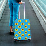Blue Cute Sunflower Pattern Print Luggage Cover