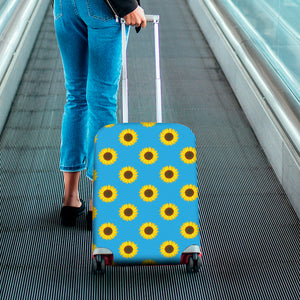 Blue Cute Sunflower Pattern Print Luggage Cover
