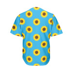 Blue Cute Sunflower Pattern Print Men's Baseball Jersey