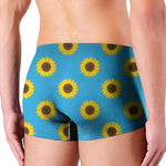 Blue Cute Sunflower Pattern Print Men's Boxer Briefs