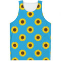 Blue Cute Sunflower Pattern Print Men's Tank Top