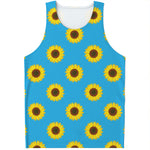 Blue Cute Sunflower Pattern Print Men's Tank Top