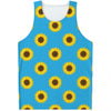 Blue Cute Sunflower Pattern Print Men's Tank Top