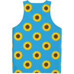 Blue Cute Sunflower Pattern Print Men's Tank Top