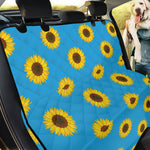 Blue Cute Sunflower Pattern Print Pet Car Back Seat Cover