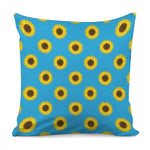 Blue Cute Sunflower Pattern Print Pillow Cover
