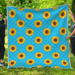 Blue Cute Sunflower Pattern Print Quilt