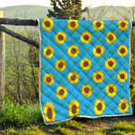 Blue Cute Sunflower Pattern Print Quilt