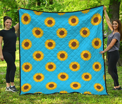 Blue Cute Sunflower Pattern Print Quilt