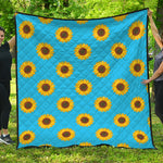 Blue Cute Sunflower Pattern Print Quilt