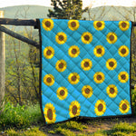 Blue Cute Sunflower Pattern Print Quilt