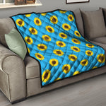 Blue Cute Sunflower Pattern Print Quilt