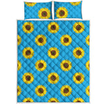 Blue Cute Sunflower Pattern Print Quilt Bed Set