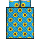 Blue Cute Sunflower Pattern Print Quilt Bed Set