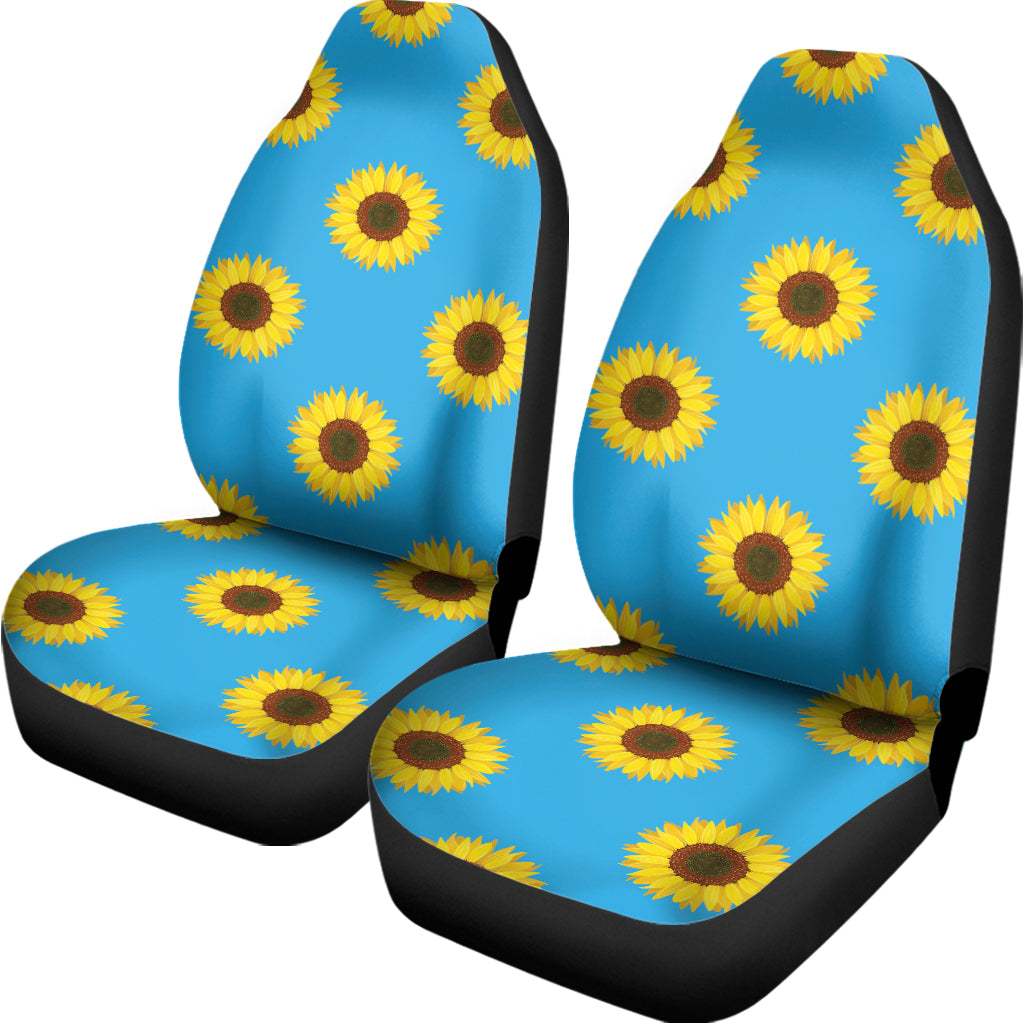 Blue Cute Sunflower Pattern Print Universal Fit Car Seat Covers