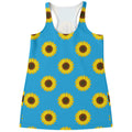 Blue Cute Sunflower Pattern Print Women's Racerback Tank Top