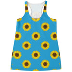 Blue Cute Sunflower Pattern Print Women's Racerback Tank Top
